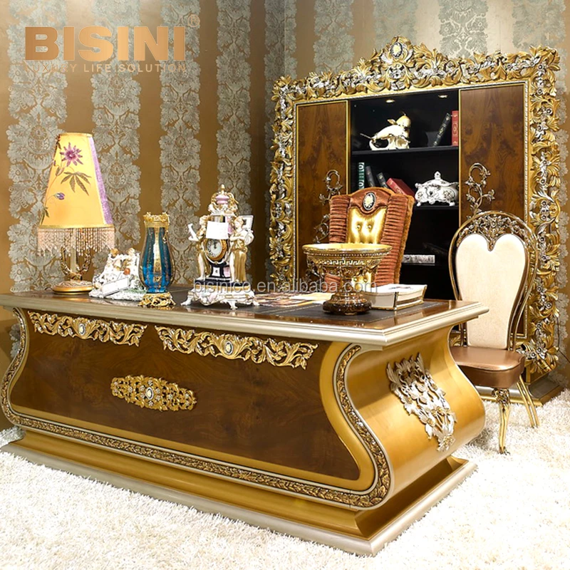 High Quality Reproduction Classic Louis XV Gilt Wood Carving Bureau Plat Office Desk