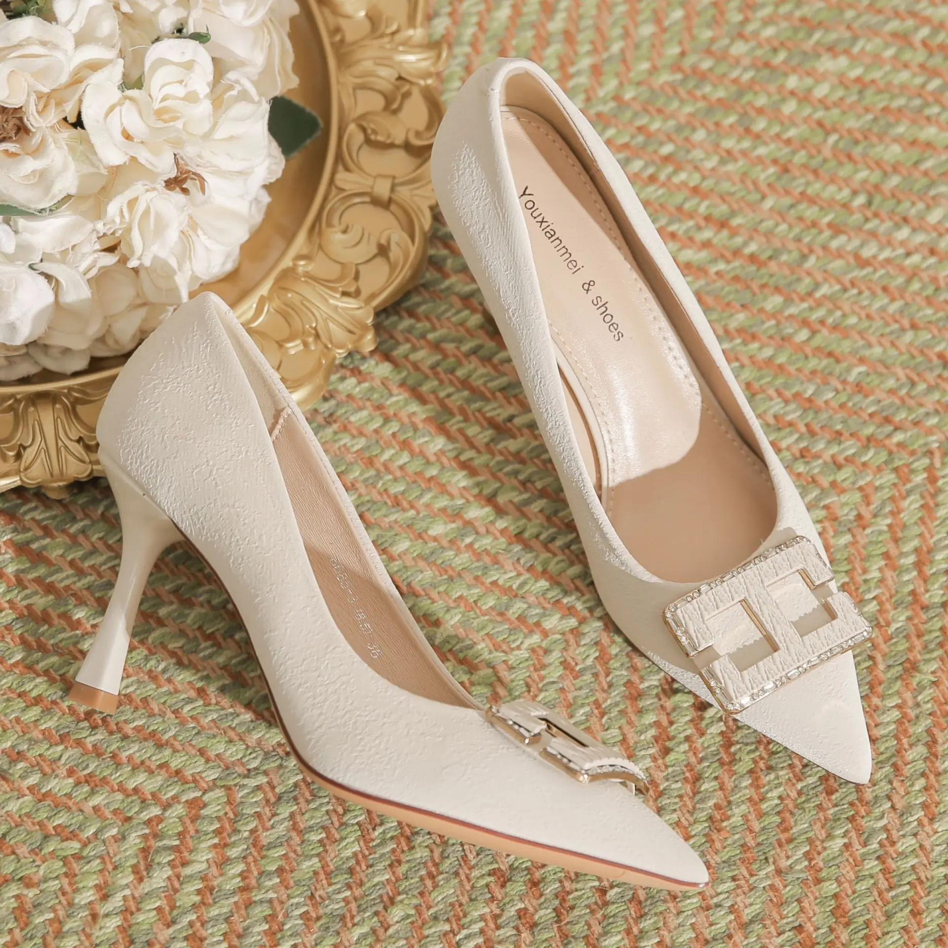 Women Thin Heels Pumps Fashion High Heels Shoes Women Bridal Wedding Shoes  Ladies