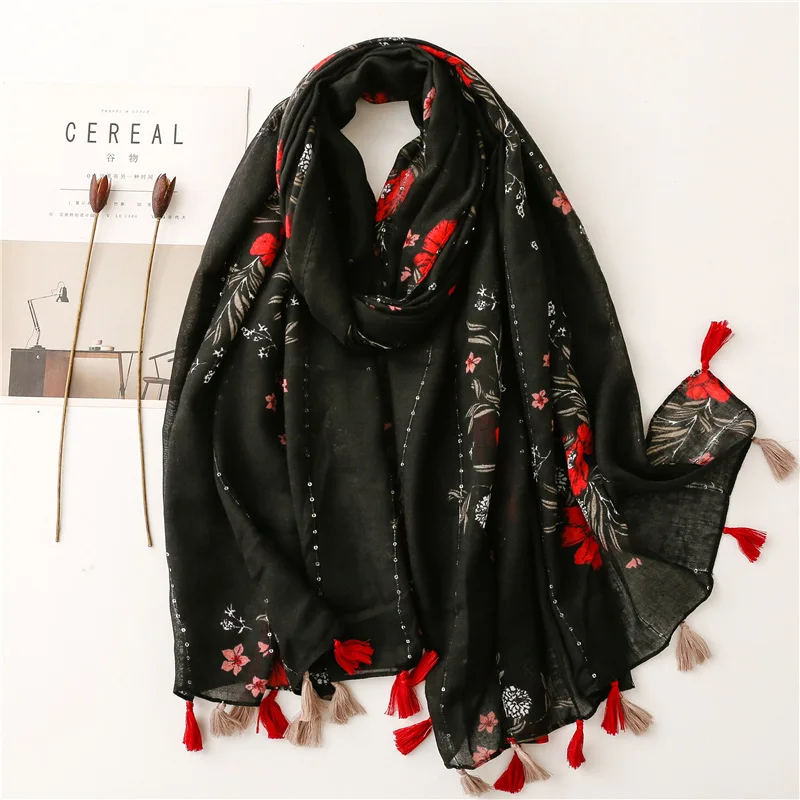 2023 Hot Selling 130*130 cm Printed Cotton Scarf Hijabs Autumn Winter  Turkey Shawl Cotton Scarves for Women Stylish - AliExpress