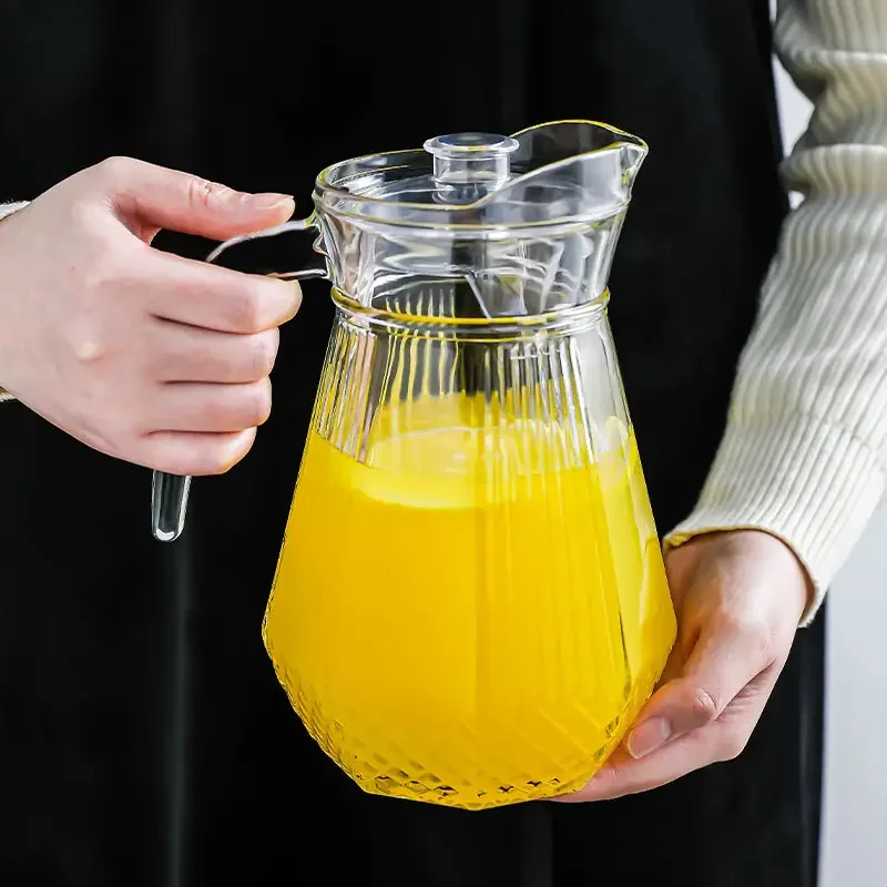 Glassware Octagon Diamond Pattern Cold Glass Water Bottle Tea Pots & Kettles Product 1100ml Glass Cold Water Jug