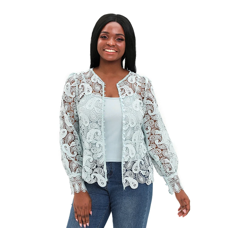 Woman's Long Sleeve Crochet Lace Bolero 