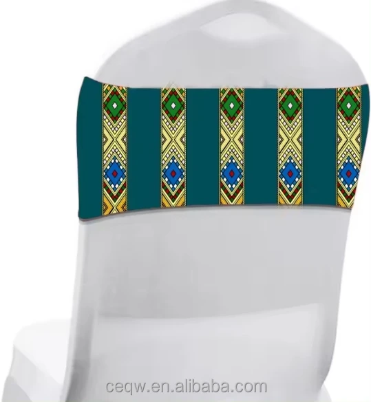 Custom  Stretch Spandex Chair Sashes Personalized ethiopia Chair Bands with Logo Text Chair Ties for Party Banquet Decoration
