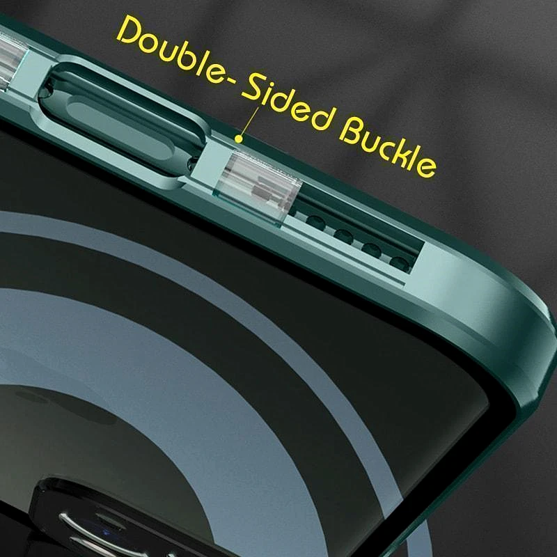 360 Full Protection Privacy Glass Case with Magnetic Metal Bumper and Lens Protection Film for iPhone 15 14 Pro Cell Phone Case