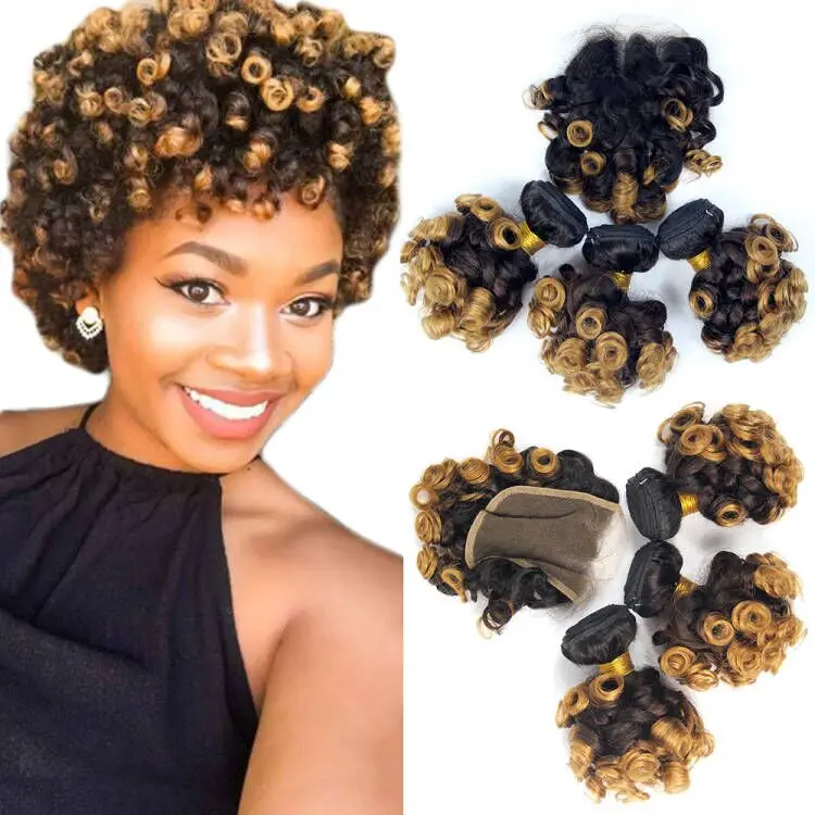 Aunty Funmi Brazilian Bouncy Curly Hair Bundle With Closures Ombre Hair  Extensions Remy 1B/4/27 & 1B/4/30 Bouncy Curly Weave Free Ship From  Sunnybeautyhair01, $69.51 | DHgate.Com