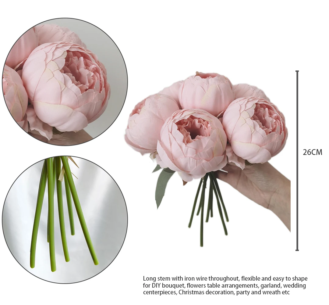 Peony Rose Artificial Flowers Real Touch Wholesale High Quality Silk