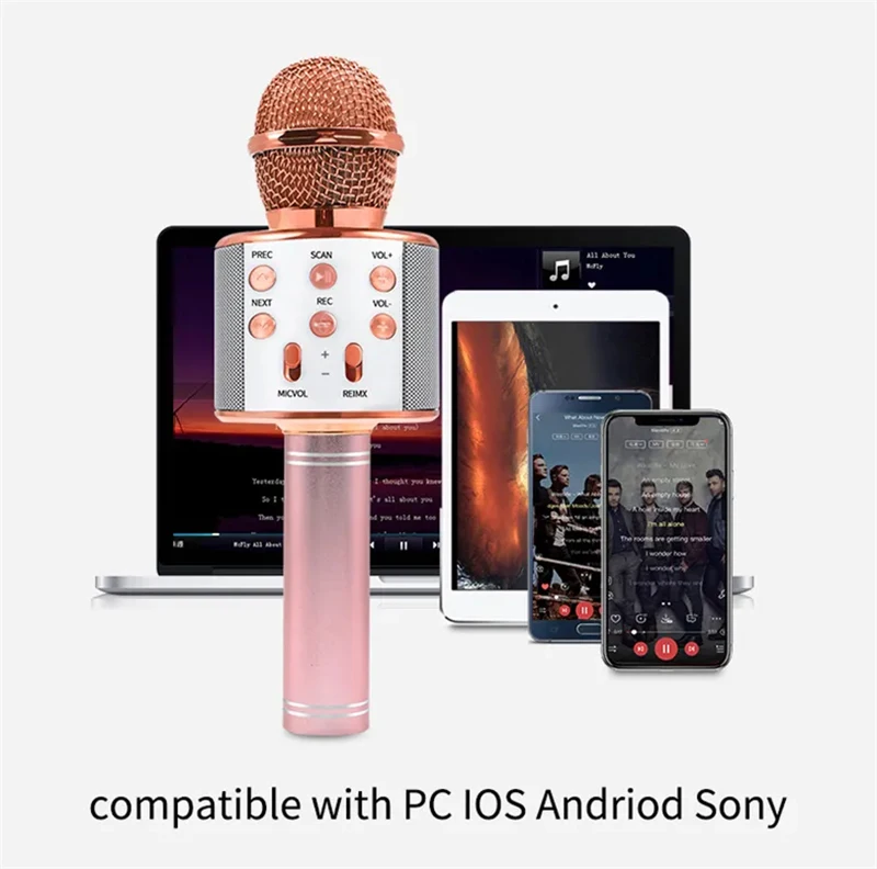 Portable Handheld Mic Speaker Kids Karaoke Microphone Wireless Bluetooth Karaoke Microphone for Singing