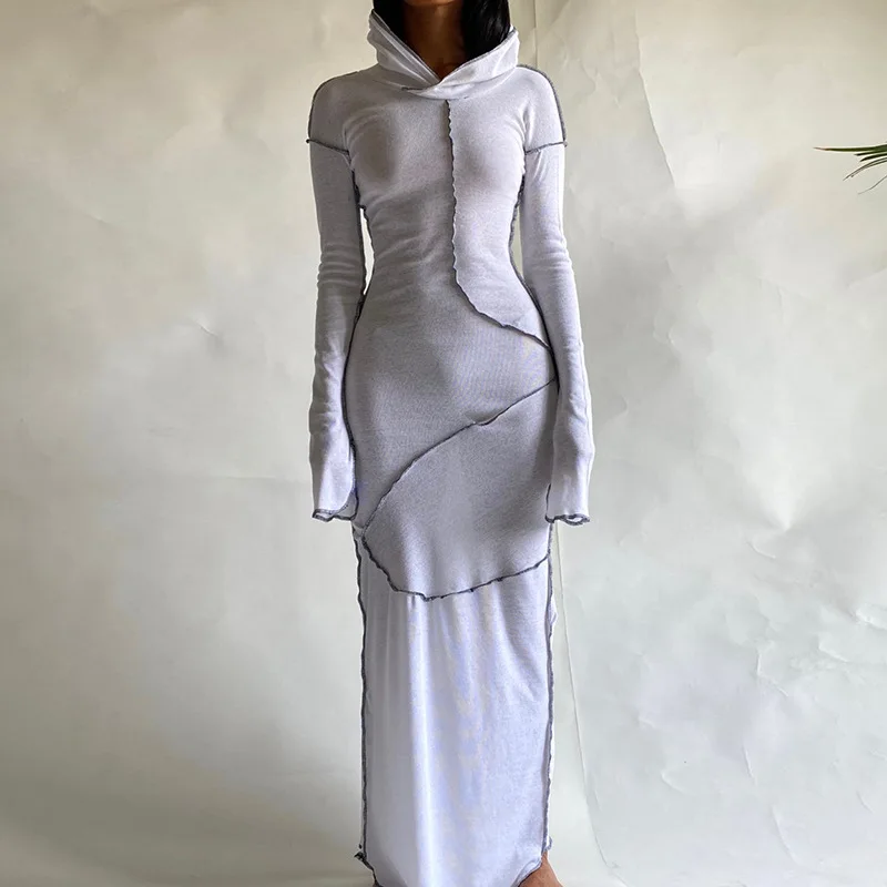 bodycon hooded maxi dress