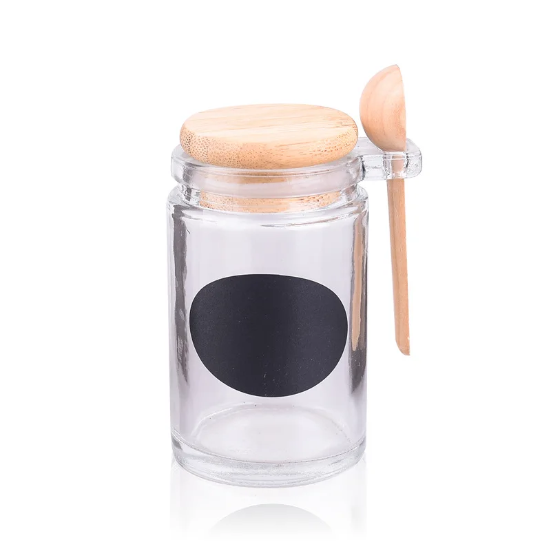 Glass Jar with Wooden Spoon 4, 8.5oz