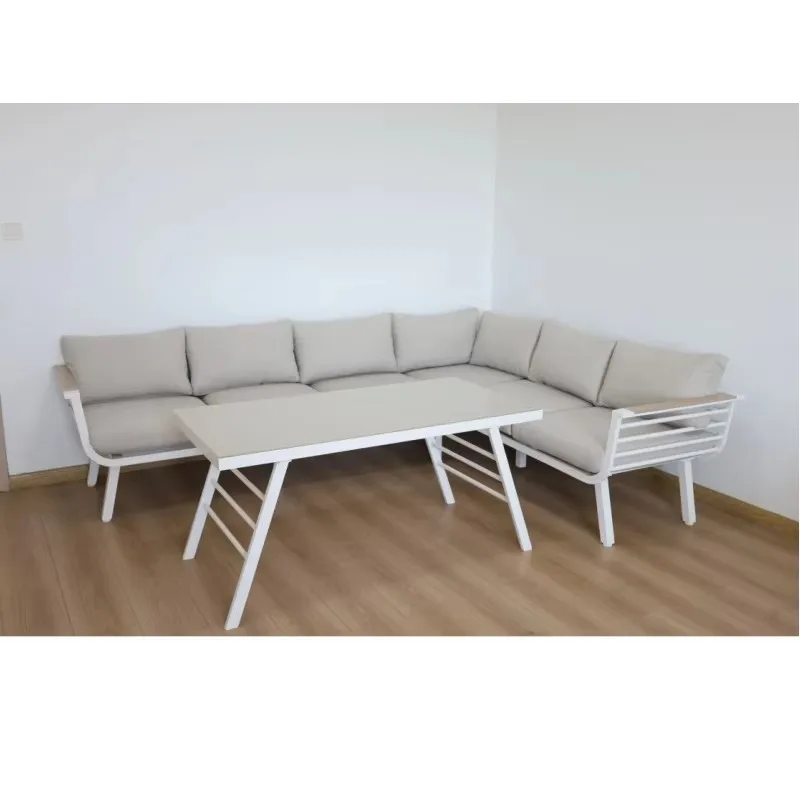Modern 4-Piece L Shaped Patio Sofa Set High-Quality Aluminium Sleek Outdoor Furniture