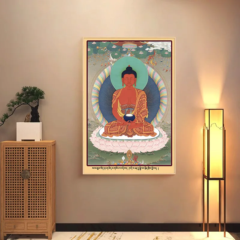 God of Wealth Tibetan Village Altar City Thangka Decorative Painting Tibetan Buddha Living Room Office Wealth Murals Entranceway