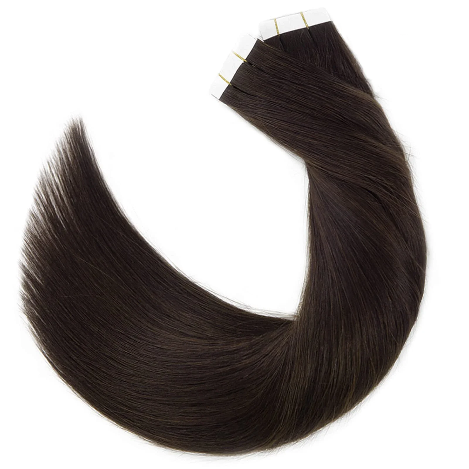 Dark Brown Tape In Human Hair Extensions Remy Straight Real Hair Seamless Skin Weft 16-26 Inch_voghion.com