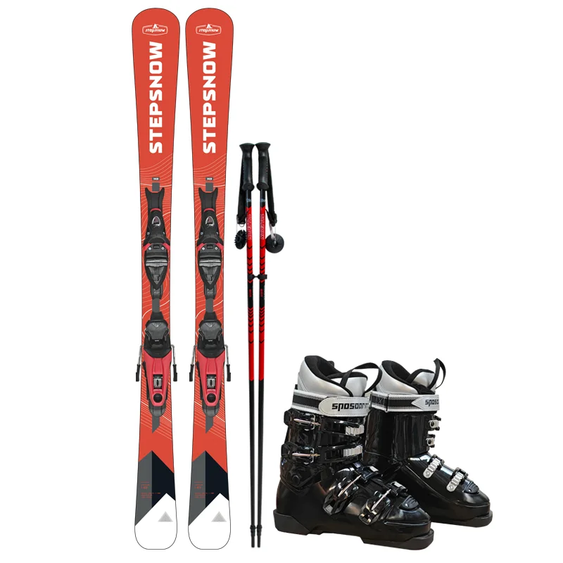 STEPSNOW Customized Design Winter Sport Equipment Set Personalized Ski Bindings Boots Wood Construction Wholesale