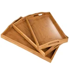 Dry Fruit Fast Food For Kitchen 3Pcs Bamboo Wood Serving Trays Set