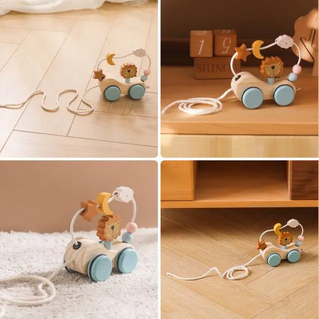 New Arrival Wooden Dragging Car Toys Kids Montessori Toys Preschool Early Learning Educational Toys for Children Toddlers