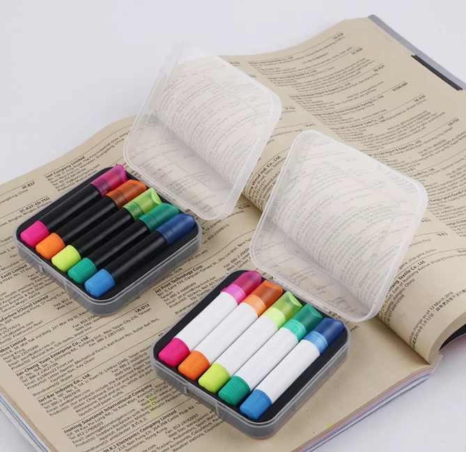 Mini 5 Colors Wax Gel Solid Highlighter Pen Set Gel Fluorescent