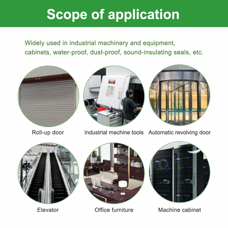 H/F/T/U Type Dust and Fireproof Bottom Tool Cabinet Door with Window Aluminum Alloy Rubber Products Seal Brush Strip