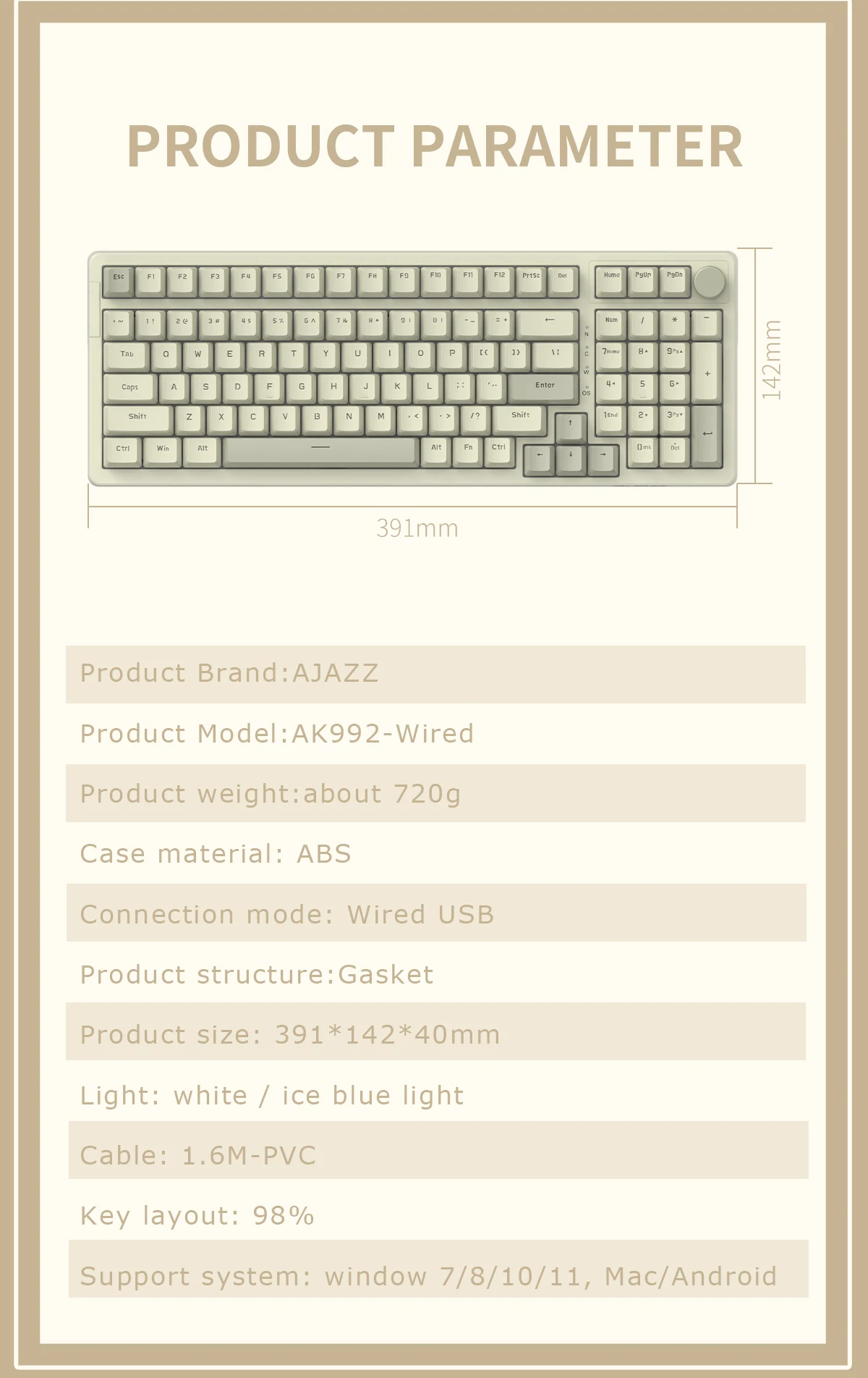 Ajazz Ak992 Wired Usb Led Rgb Light Keyboard Custom Keyboard Mechanical ...