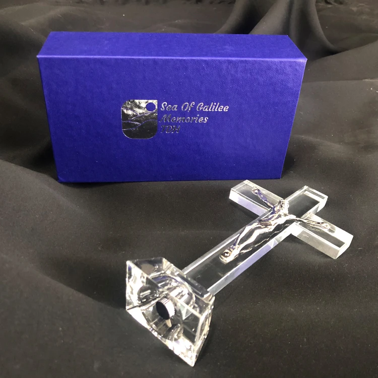 Jesus Christ Led Light up Glass Standing Cross MH-15045