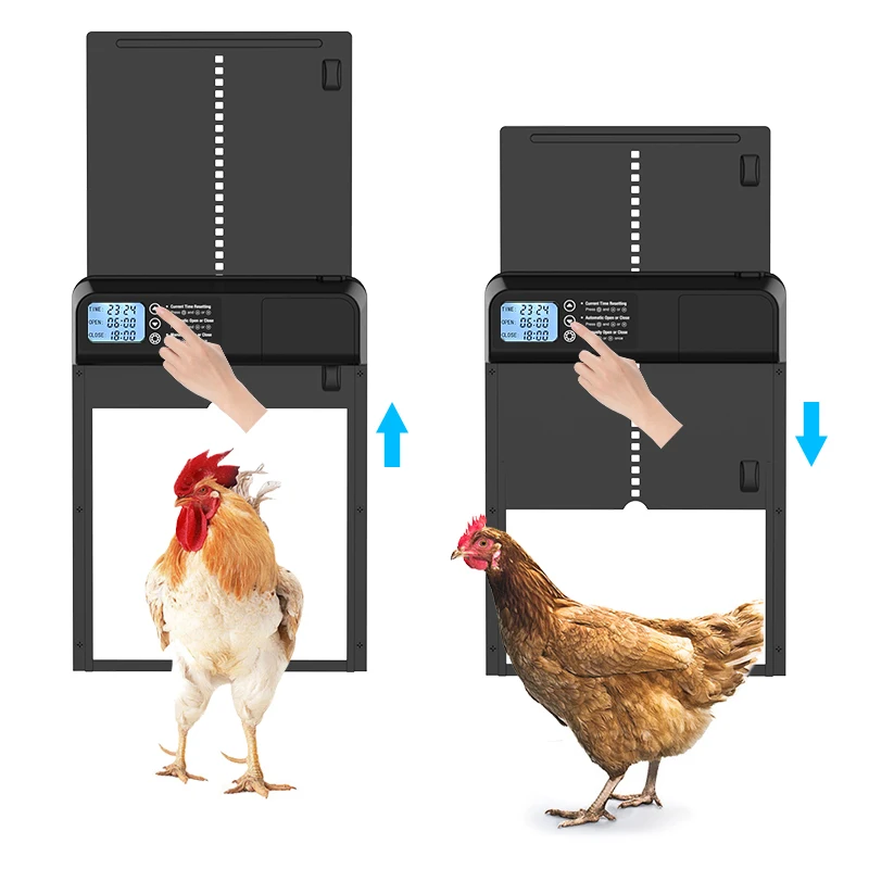 Automatic Chicken Coop Door with Timer Smart Poultry Door Opening Closing Modes Waterproof Aluminum Alloy Pet Door