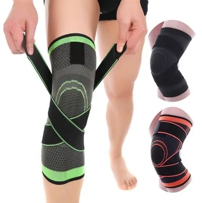 Knitted Adjustable Elastic Gym Sport Knee Support Protector Compression Knee Sleeve Knee Brace Pads for Men and Women