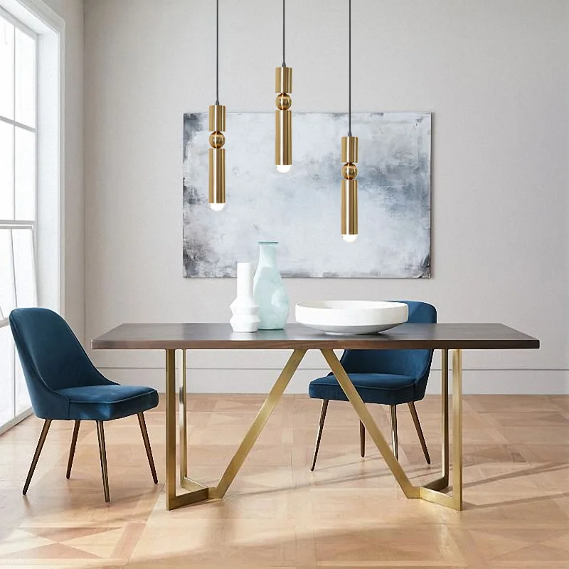 Personality Design Bar Linear Pendant Light Polished Metal Lighting Pendant Hanging LED GU10 Light Source Modern Pendant Lamp - Image 3