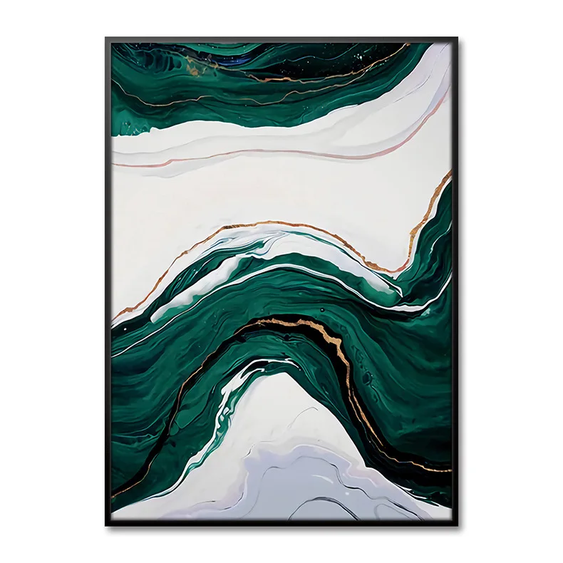 Modern Abstract Line Decoration Green Canvas Art Paintings For Living