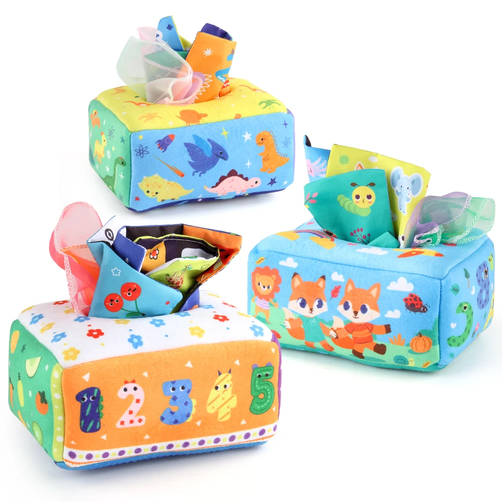 Magic Tissue Box Sensory Busy Pull Along Toddler Baby Tissue Box Toy Sensory Toddles Cloth Books  Toy Busy Box