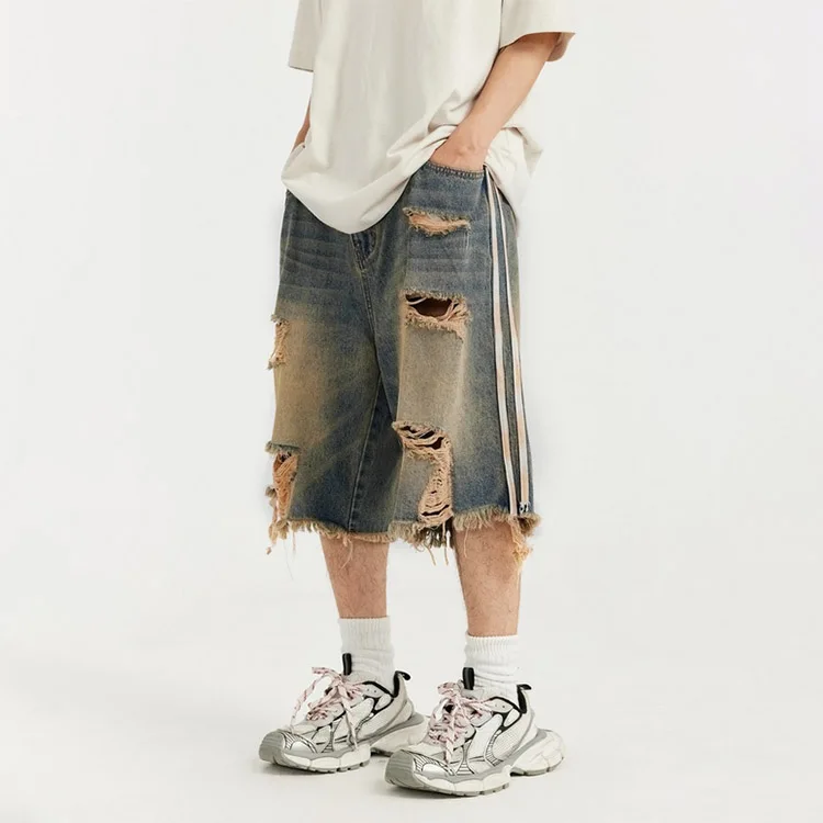 パンツ Destroyed coating baggy jorts Les six Destroyed coating baggy jorts Les six