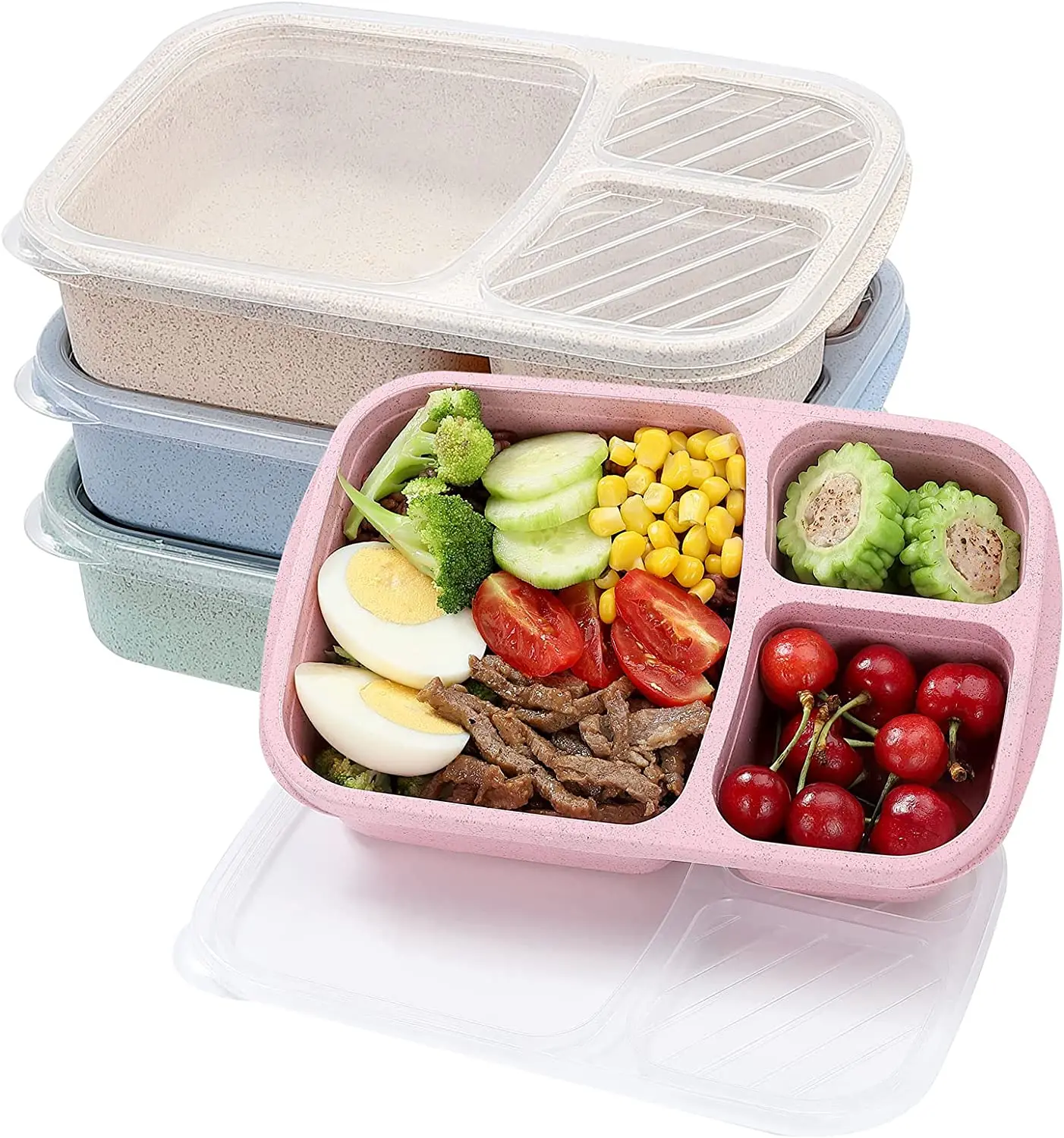 20pcs Meal Prep Containers 3 Compartment Food Storage Box Microwave Safe  Lunch Boxes Bento Box With Lid