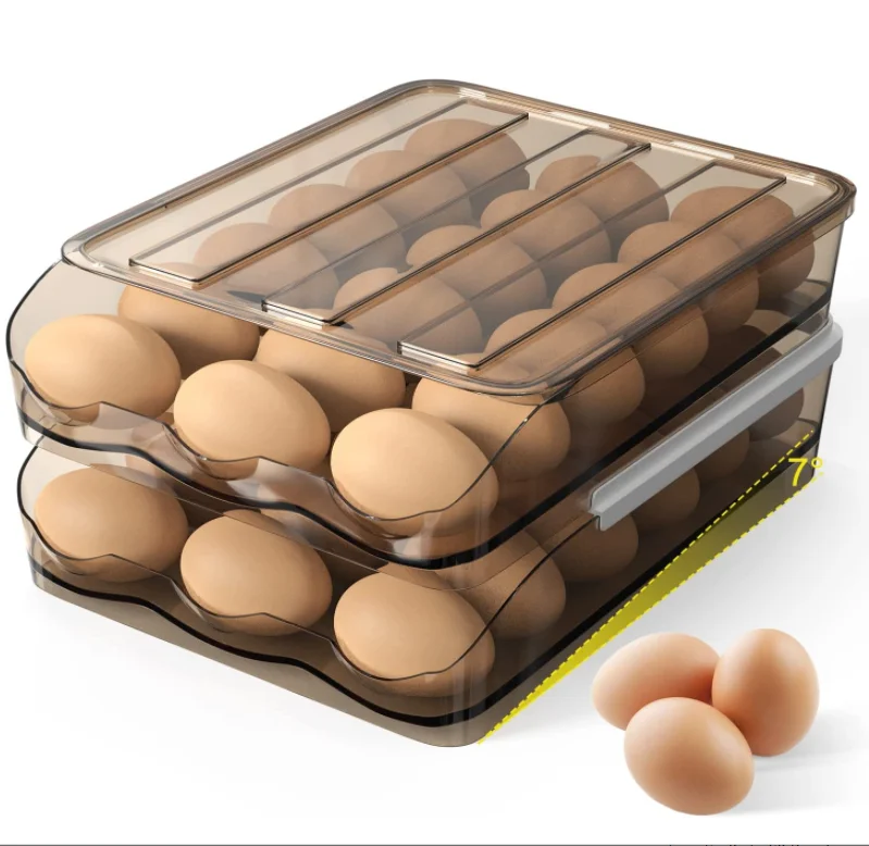 Домашний кухонный автоматический держатель для яиц с крышкой холодильника коричневый прозрачный ящик умный Штабелируемый