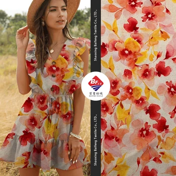 New Design Floral Chiffon Digital Print Fabric 100% Polyester Floral Chiffon Fabric Chiffon Printed Fabrics For Beautiful Dress