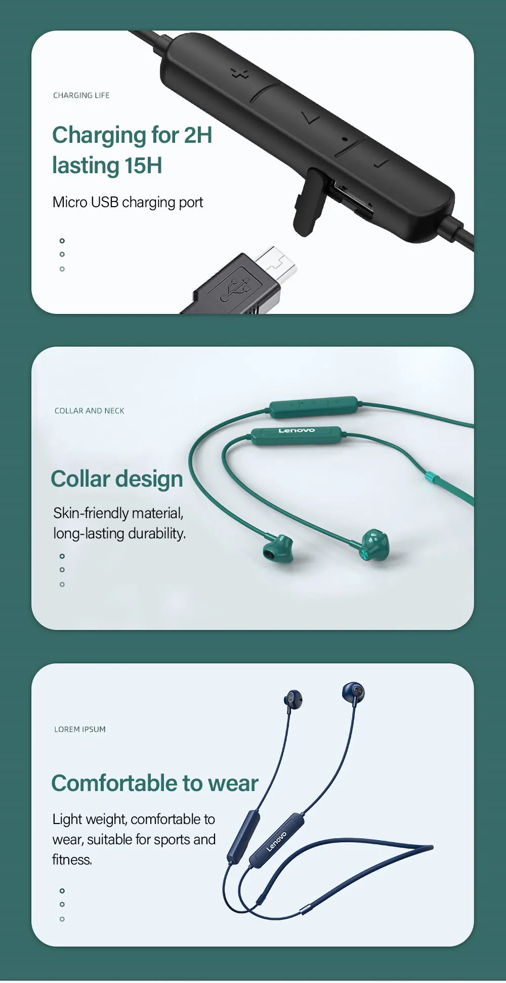 Lenovo/ Lenovo SH1 hanging neck type wireless Bluetooth headphones music sports running universal wireless headphones