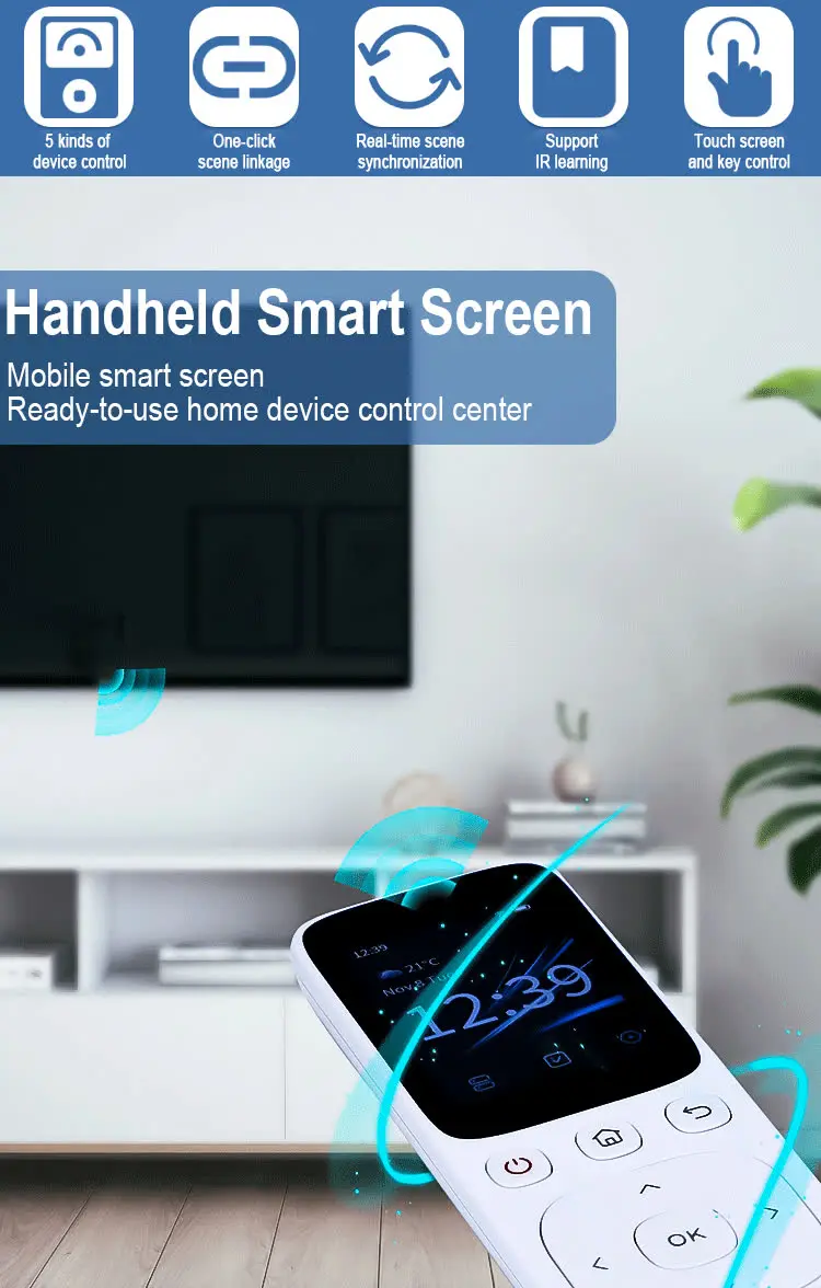 2023 new design wifi IR AK3760E linux touch screen smart wifi remote control