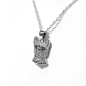 Hot Sales Black Puppy Dog Pendant 0.8CT Necklace Exquisite Casting Cute Animal Dog Alloy Jewelry Moissanite Necklace