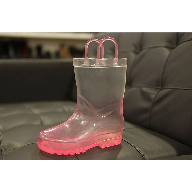 Children Pvc Transparent Half Color Change Rain Shoes Boots Rainboots For Kids