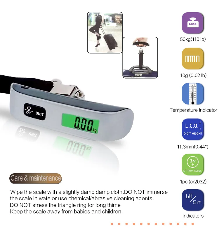 50kgs Portable Luggage Scale Digital Lcd Display Mini Electronic Handheld Scale Buy Household