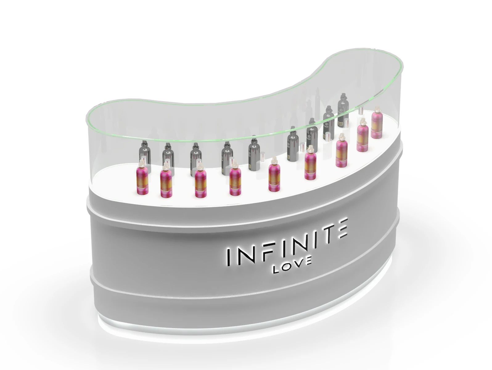 Elegant and Fragrant Perfume Kiosk Mall Stand Cosmetics Kiosk Design Display Showcase in Mall Perfume Kiosk with Lights