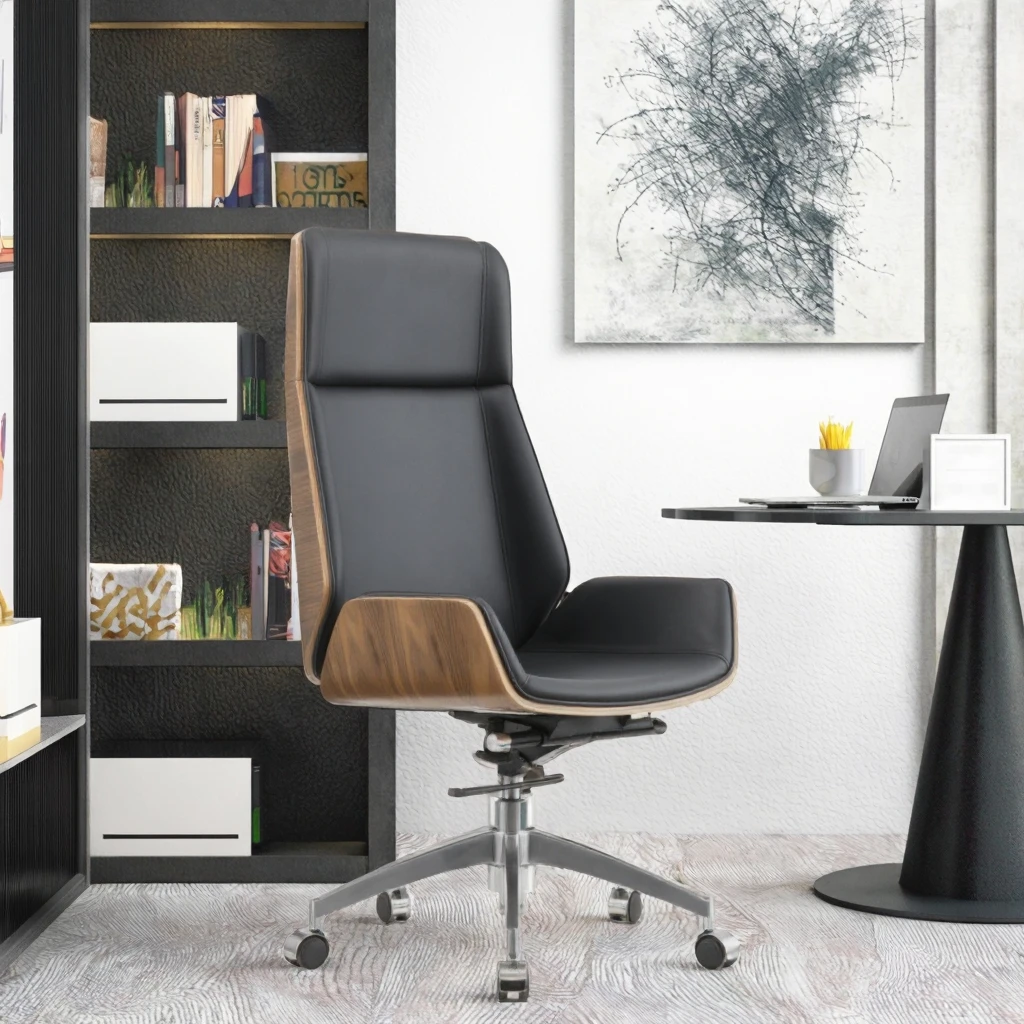 Vantervi Mid Back Computer Work Chair with PU Synthetic Leather Rotating Office Chair From Foshan Manufacturer's Product image 2