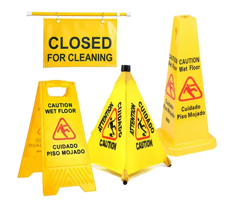 Printed Wet Floor Caution Sign for Road Safety Traffic Warning Product Slippery Banana Cone Pop-up Sign