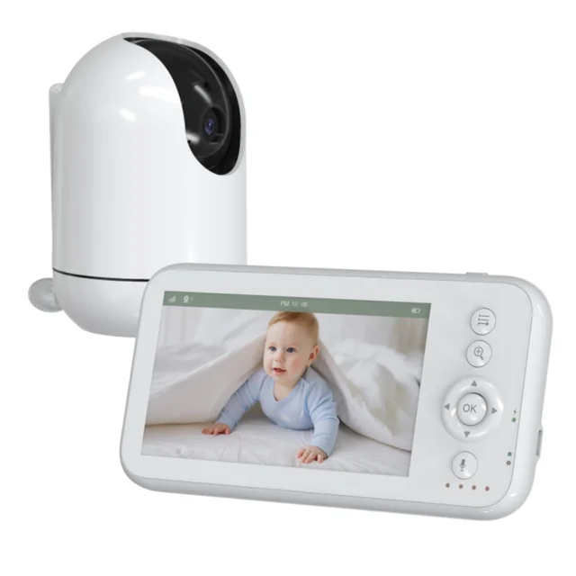 VOX Function Sound Activated Clear Night Vision Two Way Talking Babyphone Large 5 Inch Screen HD Video Baby Monitor with Camera