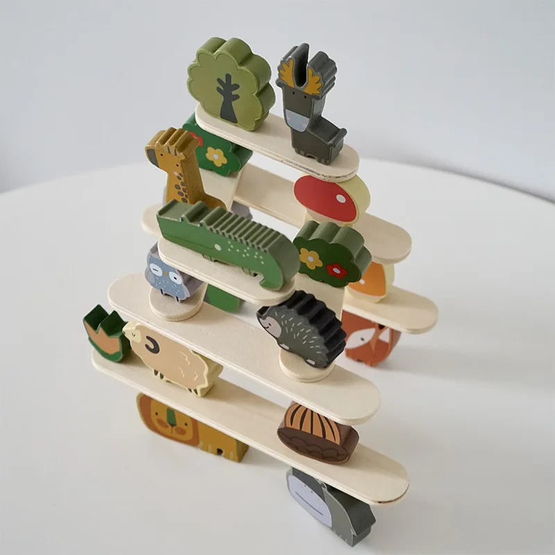 Stack And Balance Mu Wooden Animal Balance Toys Puzzle Stacking Blocks For Children's ...
