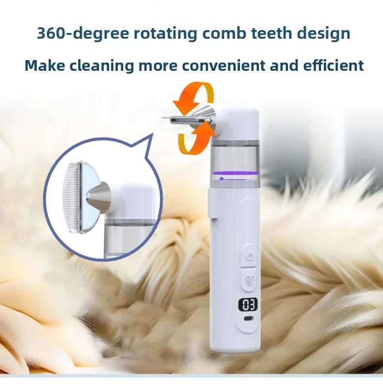 product 2 in 1 electric pet flea removal comb 360 rotatable detangling hair brush tick lice mite remover grooming tool for dogs cats-2