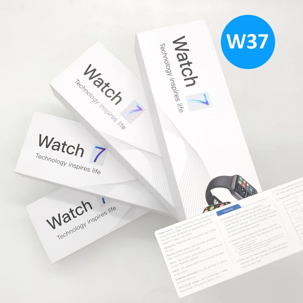 new 2021 smart watches android io reloj smart watch serie7 luxury W37 pro smartwatch PK W26 W26 plus iwo T500