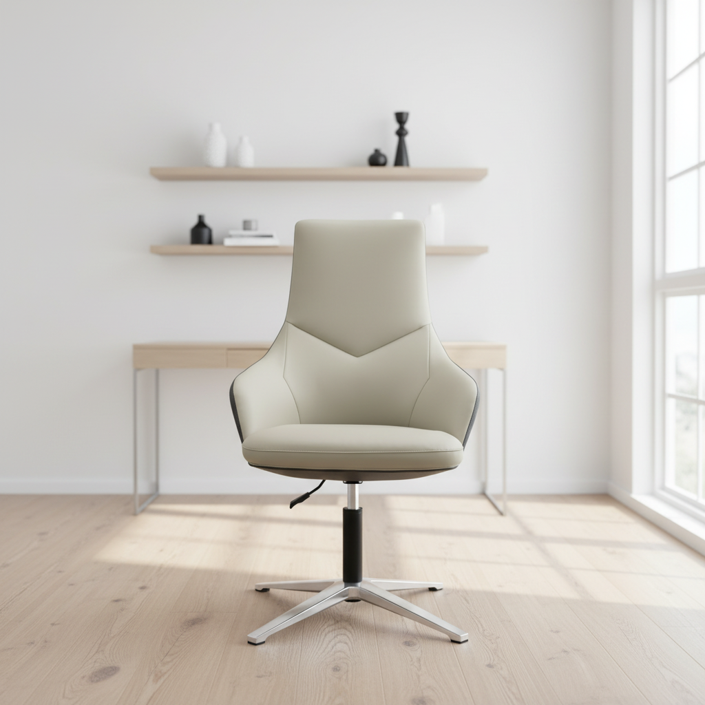 Four-star Base Modern Ergonomic Leather Executive Office Computer Chair with Adjustable Height and Aluminium Frame 3