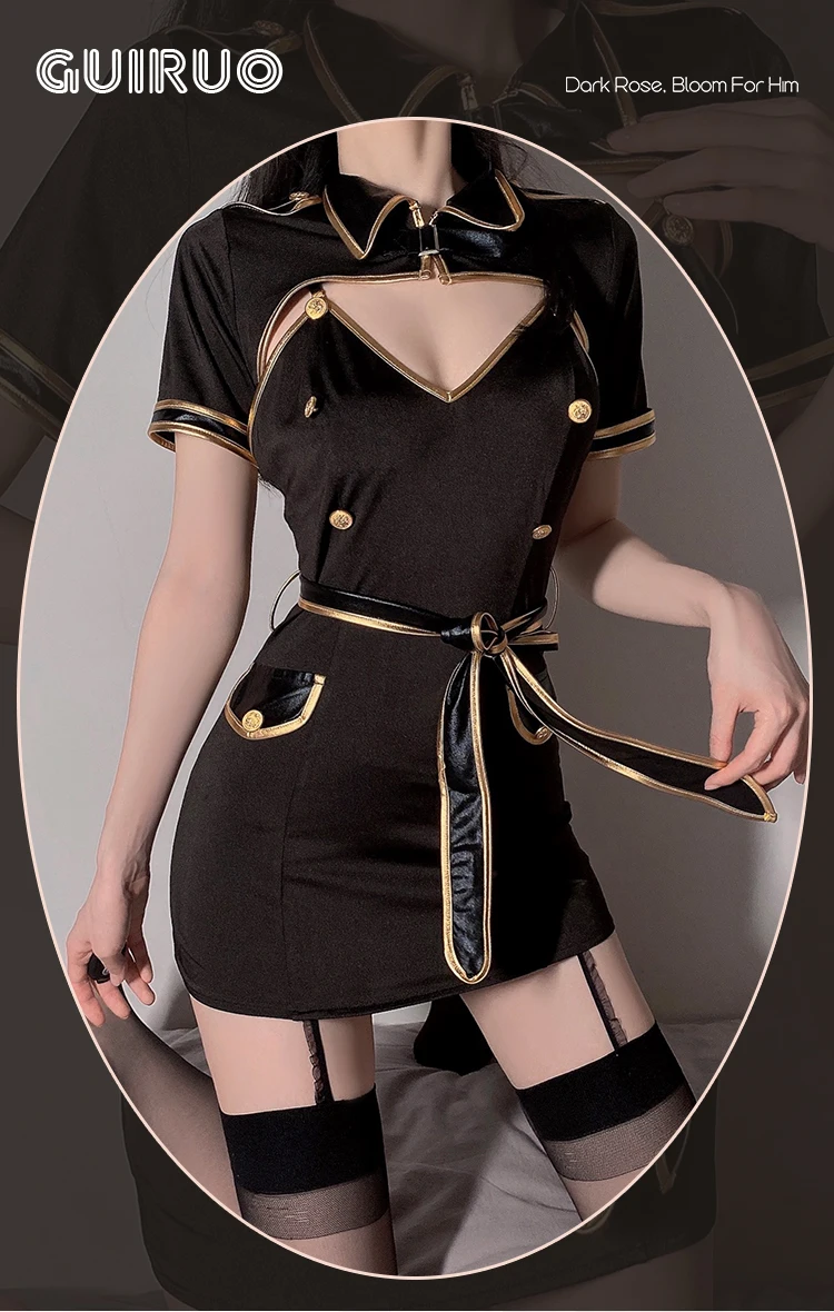 Sexy Policewoman Cop Uniform Ol Airline Stewardess Nightclub Dress And