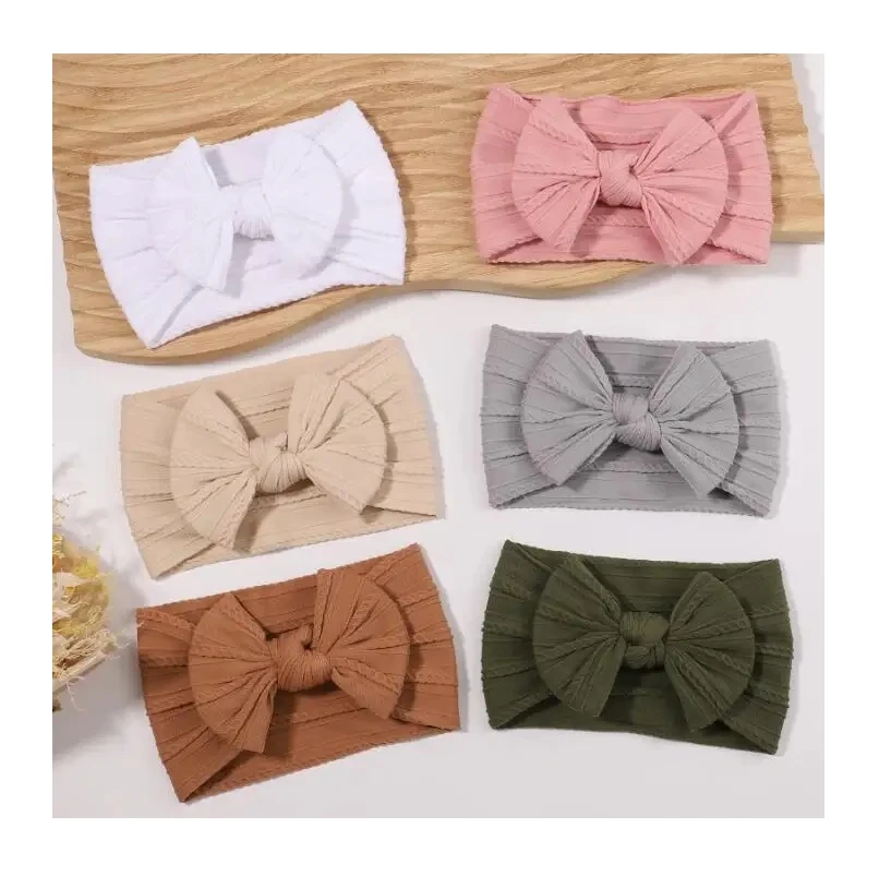 Super Stretchy Soft Knot Baby Headbands with Hair Bows Big Nylon Head Wrap for Newborn Baby Girls Infant Toddler Kids