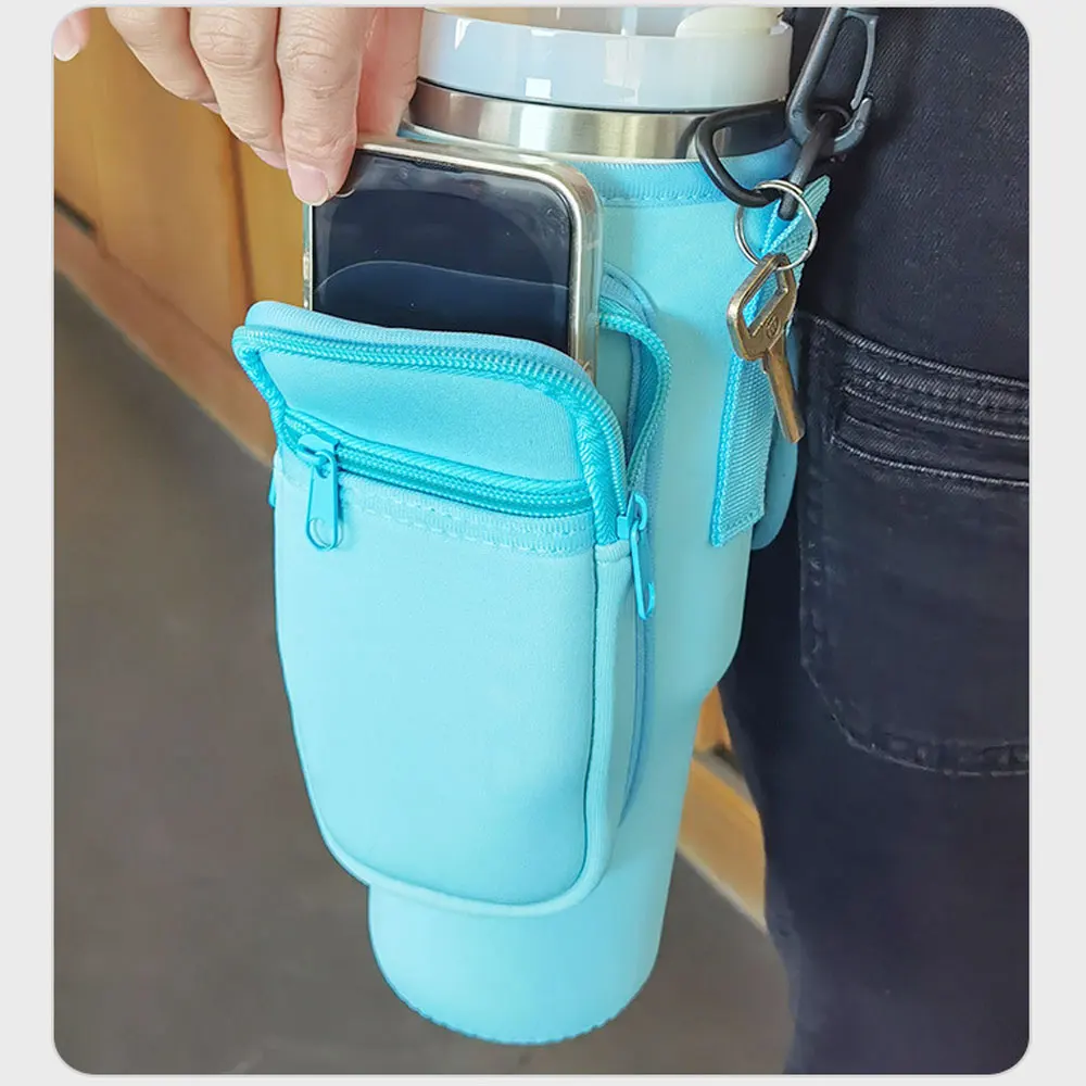 Comfortable Adjustable Strap Travel Sleeve Pouch Bag For Stanley Cup 40Oz With Handle Tumbler Water Bottle Thermal Case Phone factory