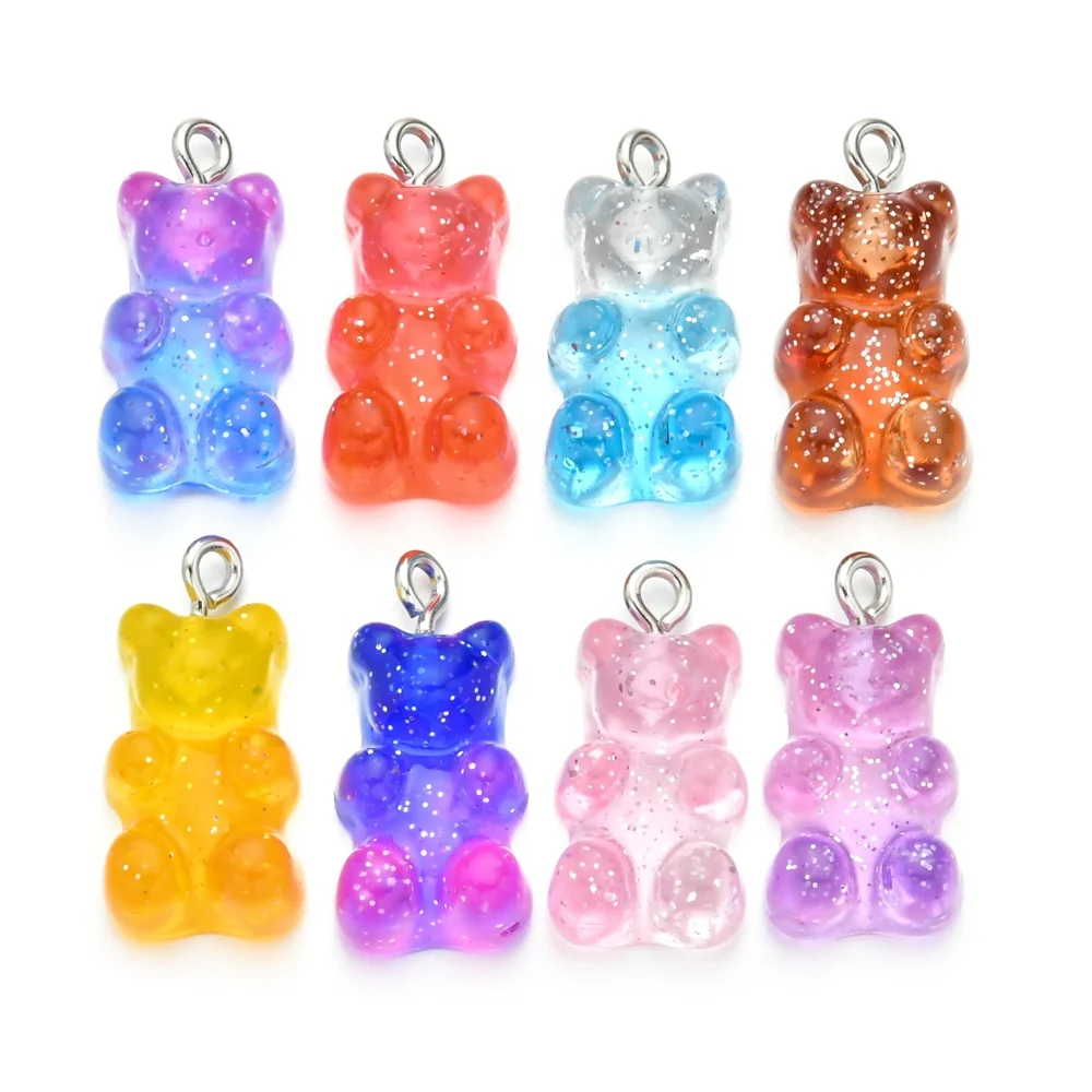 ZX Cute Transparent Resin Gummy Bear Dice Beaded Charm Bracelet for Women Boho Ethnic Colorful Beads