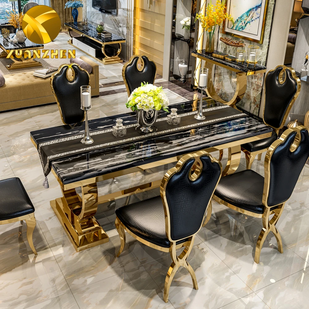 Foshan, China Stainless Steel + Carbon Rock Plate Table and Chairs Dining  Furniture - China New Style Table, Hot Sale Table