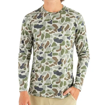 Custom Camo Sublimation Print Fishing Clothing Men's Lightweight Long Sleeve Fishing T Shirt